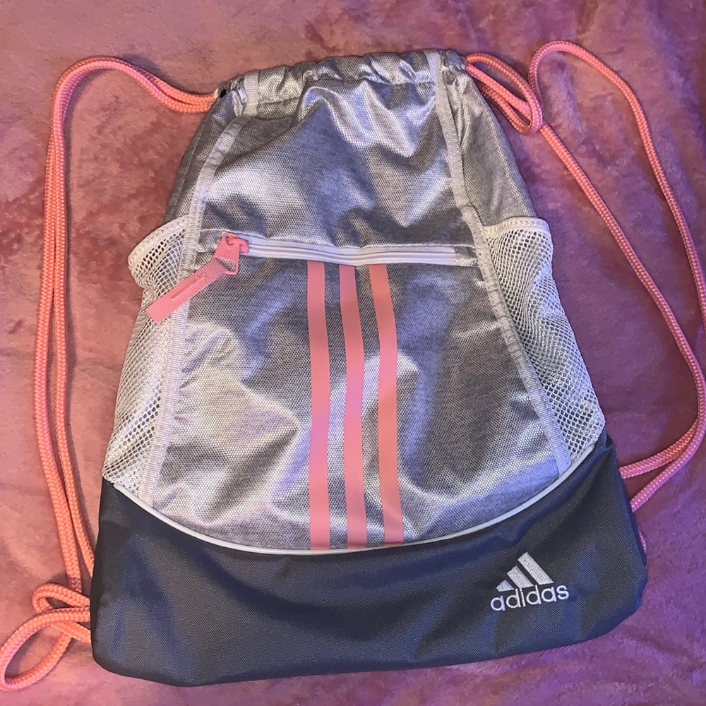 never used before gray and pink addidas bag